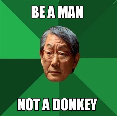 be a mn not a donkey