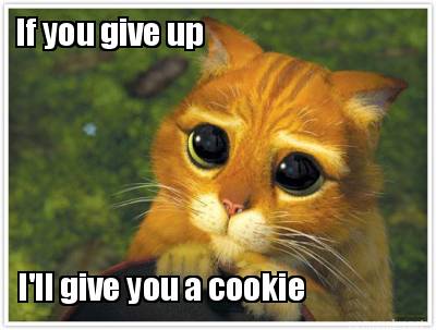 Meme Maker - If you give up I'll give you a cookie Meme Generator! Meme Maker - If you give up I'll give you a cookie Meme Generator!
