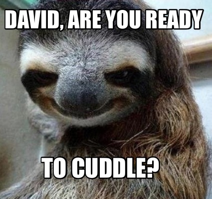 Meme Maker - David, are you ready to cuddle? Meme Generator!